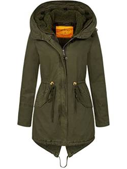 Jet Lag Damen Winterjacke 21-697 Parka mit XL-Fellkapuze olive XXL von Jet Lag