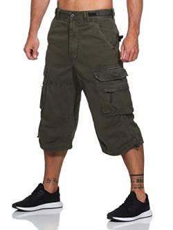 Jet Lag Herren 3/4 Cargo Shorts Safety B Kurze Hose mit Seitentaschen Olive L von Jet Lag