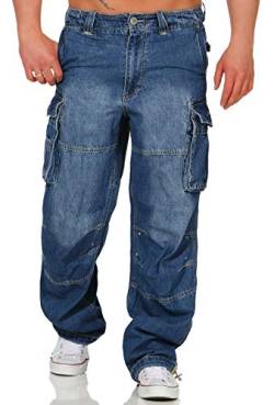 Jet Lag Herren Cargo Jeans Hose Safety Loose-Fit Denim Light Navy XXL/30 von Jet Lag