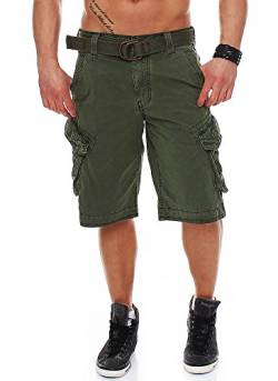 Jet Lag Herren Cargo Shorts Take Off 3 (16) mit Gürtel Olive W44 von Jet Lag