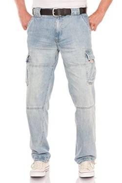 Jet Lag Herren Cargohose 21-753 Long Outdoor Seitentaschen Männerhose, Farbe:Denim Bleached, Bundweite:5XL von Jet Lag