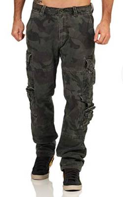 Jet Lag Herren Cargohose FW 011 Outdoor Seitentaschen Männerhose, Farbe:Green Camo, Bundweite:W32, Schrittlänge:L34 von Jet Lag