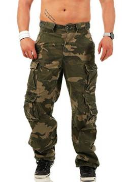 Jet Lag Herren Cargohose Hose 007 Loose-Fit Seitentaschen Dark Camouflage 5XL/34 von Jet Lag