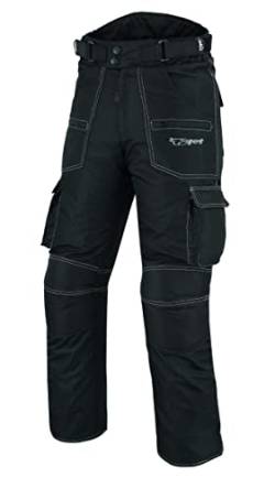 Jet Motorradhose Herren Textilhose Innovativ Reflektierend Garn Cargo 8 Taschen Design Wasserdicht Winddicht Mit Protektoren Einstellbar Night Vision (50 Regulär/Weite 34" Länge 32" (L), Schwarz) von Jet