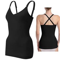 Jetjoy Damen Shape Unterhemden, Einstellbar trägertop Camisole Shaping Unterwäsche Mikrofaser Bauchweg Shapewear Damen Top Hemdchen Figurformende Body Shaper Nahtlose Kompressions Tanktop Frauen Shirt von Jetjoy