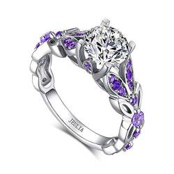 Jeulia 3.5 ct Damen Eternity Ringe Schmetterling Rundschliff Sterling Silber Ringe Schmuck für Verlobungsring Trauring Ehering (50 (15.9)) (Amethyst Lila, 50 (15.9)) von Jeulia