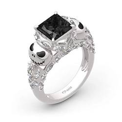 Jeulia 4.74ct Jack Skellington Princess Cut Sterling Silber Ringe Damen Schädel Ring mit Weißem Stein Graviert Valentinstag Jubiläumsgeschenk Für Frau und Freundin mit Geschenkbox (Schwarz, 52 (16.5)) von Jeulia