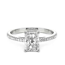 Jeulia 925 Silber Ring Für Damen Mädchen 1.55 ct Verlobungsring aus Sterlingsilber im Smaragdschliff Engagement Versprechen Jubiläum Bandringe (#1, 66(21)) von Jeulia