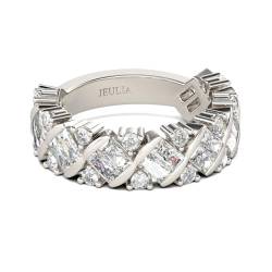 Jeulia 925 Silber Ring Für Damen Mädchen Breiter Verlobungsring Ewigkeitsringe Eheringe Zirkonia Kristall Damenring zum Geburtstag, Weihnachten, Valentinstag (Baguetteschnitt, 53(16.9)) von Jeulia