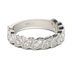 Jeulia 925 Silber Ring Für Damen Mädchen Breiter Verlobungsring Ewigkeitsringe Eheringe Zirkonia Kristall Damenring zum Geburtstag, Weihnachten, Valentinstag (Blattdesign, 66(21)) von Jeulia