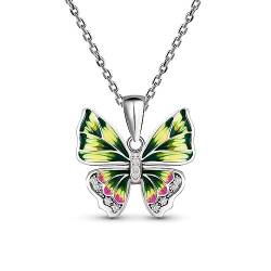 Jeulia 925 Sterling Silber Kette Halskette für Frauen Mädchen Mystischer Schmetterling Emaille Anhänger Halskette Valentinstag Geburtstag Festival Geschenk von Jeulia