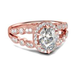 Jeulia 925 Sterling Silber Ring Damen aus Roségold Verlobungsring Ewigkeitsringe Eheringe Zirkonia Kristall Damenring zum Weihnachten, Valentinstag (Halo-Oval-Schliff, 57(18.1)) von Jeulia