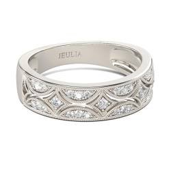Jeulia 925 Sterling Silber Ringe Milgrain Rundschliff Damen Band Jubiläum Versprechen Ringe mit Schmuckschatulle für Sie Frauen Mädchen (Silber, 61(19.4)) von Jeulia