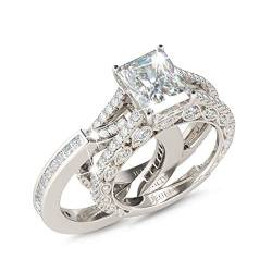 Jeulia Diamant Ringe Damen Sterling Silber Ring Sets Hochzeitring Verlobung Jahrestag Versprechen Braut Sets Ring für Damen mit GeschenkBox von Jeulia