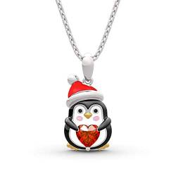 Jeulia Hug Me Sweet Geständnis Pinguin Herz geschnitten Sterling Silber Halskette Mode Jubiläum Verlobung Hochzeit Weihnachten Geburtstag für Freund mit Geschenk Schmuckschatulle von Jeulia