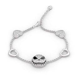 Jeulia Jack Skull Armband Sterling Silber für Frauen Mädchen 925 Sterling Silber Perlen Armband Schmuck Link Armband mit verstellbarer (Silver-2) von Jeulia