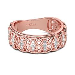 Jeulia Roségoldfarbener Verlobungsring Ewigkeitsringe Eheringe Rundschliff 925 Silber Ring Für Damen Mädchen Eternity Ring mit Schmuckschatulle (Roségold-Breiter, 62(19.8)) von Jeulia