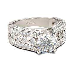 Jeulia Rundschliff-Ring aus Sterlingsilber 2.5 ct Eheringe Ringe Frauen Verlobungsring Ewigkeitsringe Eheringe Breiter Zirkonia Ringe zum Weihnachten, Valentinstag (Twist-Design, 62(19.8)) von Jeulia