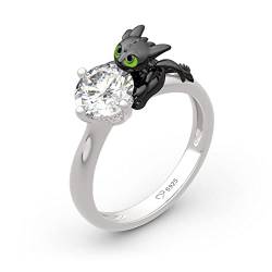 Jeulia "Your Dragon Ring aus rundem Sterlingsilber Fashion Anniversary Promise Verlobung Ehering Set für sie mit Geschenk Schmuckschatulle (52（16.5）, Drache) von Jeulia
