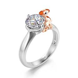 Jeulia "Your Dragon Ring aus rundem Sterlingsilber Fashion Anniversary Promise Verlobung Ehering Set für sie mit Geschenk Schmuckschatulle (52（16.5）, Pterodactyl) von Jeulia