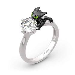 Jeulia "Your Dragon Ring aus rundem Sterlingsilber Fashion Anniversary Promise Verlobung Ehering Set für sie mit Geschenk Schmuckschatulle (54（17.3）, Drache) von Jeulia