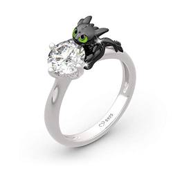 Jeulia "Your Dragon Ring aus rundem Sterlingsilber Fashion Anniversary Promise Verlobung Ehering Set für sie mit Geschenk Schmuckschatulle (66（21.0）, Drache) von Jeulia