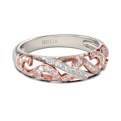 Jeulia Zweifarbiger Scrollwork-Ring aus Sterlingsilber für Damen, Verlobung, Eheringe mit Schmuckschatulle für Geburtstag, Jahrestag, Weihnachten, Valentinstag (Roségold, 50(15.7)) von Jeulia