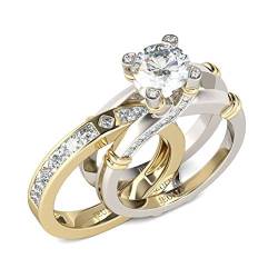 Jeulia diamant band ringe für frauen cz sterling silber austauschbare ring sets hochzeit verlobung jahrestag versprechen ring braut sets (14 Gold, 60 (19.1)) von Jeulia