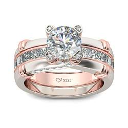 Jeulia diamant band ringe für frauen cz sterling silber austauschbare ring sets hochzeit verlobung jahrestag versprechen ring braut sets (Rose Gold, 50 (15.9)) von Jeulia