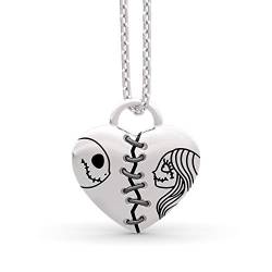 Kette Damen 45CM Herz Halskette 925 Sterlingsilber Jack Skellington und Sally Anhänger Halskette mit Geschenkverpackung Geschenke für Party Jubiläum Geburtstag Halloween von Jeulia