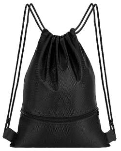 Jewan Rucksack mit Kordelzug, Turnbeutel Schwarz Sportbeutel für Herren Damen, Beutel mit Kordelzug, Verstellbar Gym Bag Gymsack mit Innentasche für Sport Reisen Schule Strand von Jewan