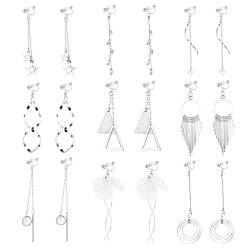 JeweBella 9 Paar Ohrclips Damen Mädchen Ohne Ohrlöcher Baumeln Clip Ohrringe Hängend Lange Ohrklipser Stern Mond Perle Clip on Ohrringe Modeschmuck Tropfen Ohrringe Clip Ohrringe Set von JeweBella