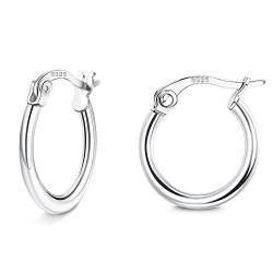 JeweBella Creolen Ohrringe Silber 925 Klein Creolen für Damen Mädchen Sterling Silber Creolen Ohrringe klein Hypoallergen Ohrringe Schlafen kreolen Ohrringe Durchmesser 16mm von JeweBella