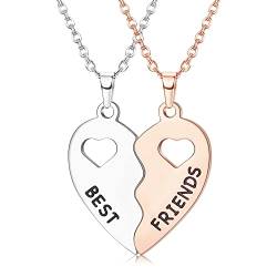 JeweBella Freundschaftskette für Damen Mädchen Edelstahl Freundschaftsketten für 2 Puzzle Herz Anhänger Halskette von JeweBella
