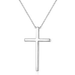 JeweBella Kreuz Kette Damen Silber 925 Kette mit Kreuz Anhänger Sterling Silber Kreuz Halskette Klassisch Verstellbar Kette für Damen Herren Schmuck Geschenk von JeweBella