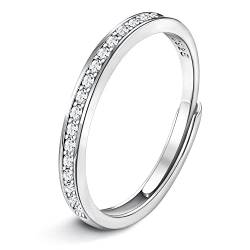 JeweBella Ringe Frauen Verstellbare Ring Silber 925 Damen Zirkonia Eheringe Verlobungsring Trauringe Antragsring 2.5MM Ring Damen Schmuck von JeweBella