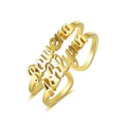 Jeweidea Damen Ringe mit Namen Personalisiert Silber Gold Rosegold Verlobungsringe Geschenke für Mama Einstellbare Buchstaben Offene Ringe für Paare Muttertag Weihnachtsschmuck (#Gold) von Jeweidea