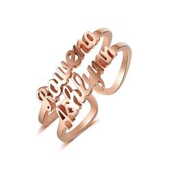 Jeweidea Damen Ringe mit Namen Personalisiert Silber Gold Rosegold Verlobungsringe Geschenke für Mama Einstellbare Buchstaben Offene Ringe für Paare Muttertag Weihnachtsschmuck (#Roségold) von Jeweidea