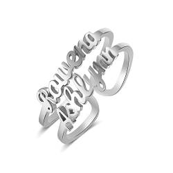 Jeweidea Damen Ringe mit Namen Personalisiert Silber Gold Rosegold Verlobungsringe Geschenke für Mama Einstellbare Buchstaben Offene Ringe für Paare Muttertag Weihnachtsschmuck (#Silber) von Jeweidea