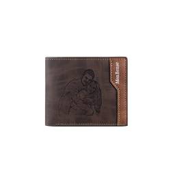 Jeweidea Geldbörse Herren Personalisiert Geldbörse mit Foto Leder Geldbörsen mit Gravur Name Kartenetui mit münzfach Slim Wallet für Papa Ehemann Sohn Personalisierte Geschenke Vatertagsgeschenke von Jeweidea