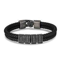 Jeweidea Lederarmband Herren Armband Herren mit Gravur Personalisiertes Armband mit Namen Lederband mit Verschluss Vatertagsgeschenk für Papa Personalisierte Geschenke Männer von Jeweidea