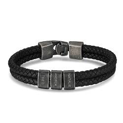 Jeweidea Lederarmband Herren Armband Herren mit Gravur Personalisiertes Armband mit Namen Lederband mit Verschluss Vatertagsgeschenk für Papa Personalisierte Geschenke Männer von Jeweidea