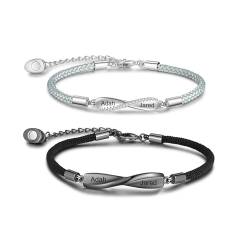 Jeweidea Partnerarmbänder Personalisiertes Namensarmband für Frauen/Männer/Paar bff armbänder für 3 Paar Armbänder mit Gravur Matching Bracelet von Jeweidea