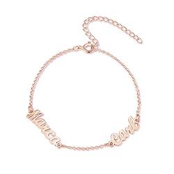 Jeweidea Personalisierte Namensarmbänder für Frauen Gravur 2-5 Namen Gold Silber Roségold Armbänder für Damen Mädchen Mama Schmuck Geschenke zum Geburtstag Valentinstag (Roségold-2) von Jeweidea