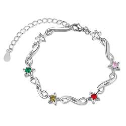 Jeweidea Personalisiertes Damen Armband mit Namen Gravur Unendlichkeitsarmband mit Geburtsstein für Mama Muttertagsarmband Personalisiertes Schmuck Geschenke von Jeweidea