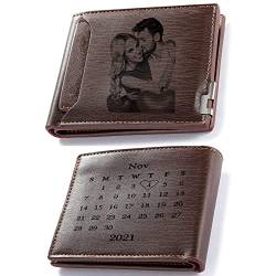 Jeweidea Portemonnaie Herren mit Foto Bifold Wallet mit Kalender Personalisierte Geldbörse mit Gravur Herren Geschenke für Ehemann Vater Freund zum Valentinstag (Stil 1) von Jeweidea