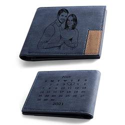 Jeweidea Portemonnaie Herren mit Foto Bifold Wallet mit Kalender Personalisierte Geldbörse mit Gravur Herren Geschenke für Ehemann Vater Freund zum Valentinstag (Stil 2) von Jeweidea