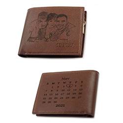 Jeweidea Portemonnaie Herren mit Foto Bifold Wallet mit Kalender Personalisierte Geldbörse mit Gravur Herren Geschenke für Ehemann Vater Freund zum Valentinstag (Stil 5) von Jeweidea