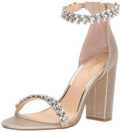 Jewel Badgley Mischka Damen Mayra Knöchelriemchen Abendschuh Sandale mit Absatz, Gold/Glitzer, 36 EU von Jewel Badgley Mischka