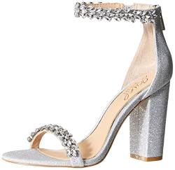 Jewel Badgley Mischka Damen Mayra Knöchelriemchen Abendschuh Sandale mit Absatz, Silber, 39 EU von Jewel Badgley Mischka